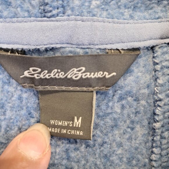 Eddie Bauer Blue Knit Full Zipper Hooded Sweater Size M - Picture 5 of 13